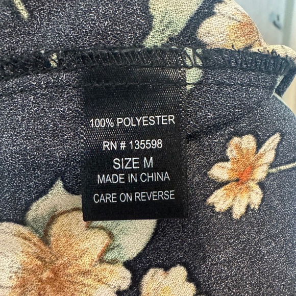 Altar'd State Floral Puff Sleeve Mini Dress Black Yellow Square Neck Womens M - Picture 5 of 8